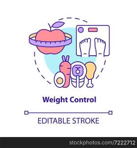 Weight control concept icon. Risk of arthritis reduction abstract idea thin line illustration. Healthy food and diet. Losing weight. Vector isolated outline color drawing. Editable stroke. Weight control concept icon