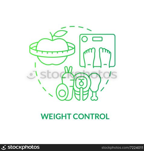 Weight control green gradient concept icon. Risk of arthritis reduction abstract idea thin line illustration. Healthy food and diet. Losing weight. Vector isolated outline color drawing. Weight control green gradient concept icon