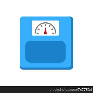 Weight device with red pointer showing kilos or pounds. Measurements of human body, weight loss of overweight people, isolated icon with scale vector. Weight Device with Pointer Vector Illustration