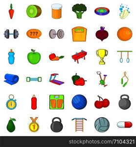 Weight icons set. Cartoon style of 36 weight vector icons for web isolated on white background. Weight icons set, cartoon style