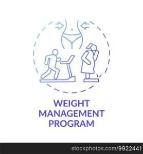 Weight management program concept icon. Increasing physical activity idea thin line illustration. Changing lifestyle. Aerobic exercises. Health habits. Vector isolated outline RGB color drawing. Weight management program concept icon