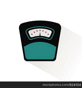 Weight scale. Flat color icon with beige shade. Pharmacy and health vector illustration