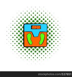 Weight scale icon in comics style on a white background. Weight scale icon, comics style