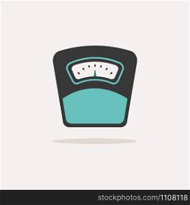 Weight scale. Icon with shadow on a beige background. Pharmacy flat vector illustration