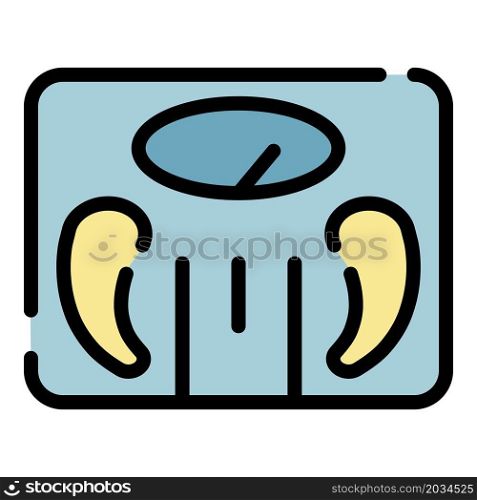 Weight scales icon. Outline weight scales vector icon color flat isolated. Weight scales icon color outline vector