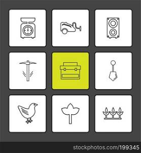 weight , spade , speaker , hardware , tools ,labour , constructions , icon, vector, design,  flat,  collection, style, creative,  icons , electronics , 