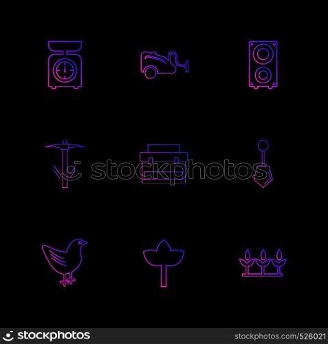 weight , spade , speaker , hardware , tools ,labour , constructions , icon, vector, design, flat, collection, style, creative, icons , electronics ,