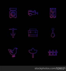weight , spade , speaker , hardware , tools ,labour , constructions , icon, vector, design, flat, collection, style, creative, icons , electronics ,