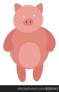 Weird fat pig, illustration, vector on white background.