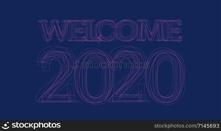 Welcome 2020 Happy New Year, Background Greetings Card Design Element
