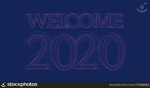 Welcome 2020 Happy New Year, Background Greetings Card Design Element