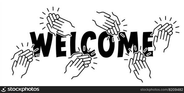 Welcome and applause icon. salutation, reception or greeting idea moments Clap hand pictogram. Clapping hands. People applaud. Claps symbol icon. 
welcoming and applauding.