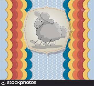 welcome baby card with a sheep