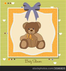 welcome baby card with teddy bear