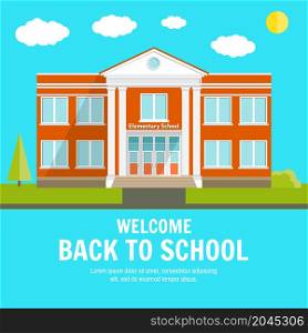 Welcome back to School background with place for your text. Elementary School design template. Back to School banner for website template, cards, posters, logo. Vector illustration.. Welcome back to School background with place for your text.