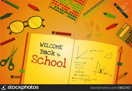 Welcome Back To School Book Study Education Concept Vector Background