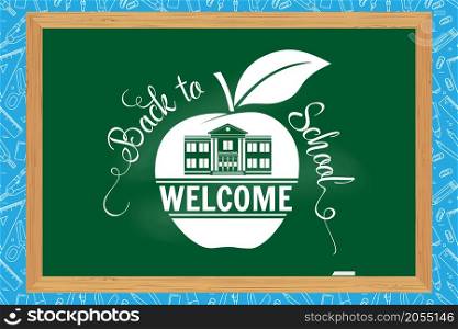 Welcome Back to school design. For web design, mobile and application interface, also useful for infographics. Vector illustration. Back To School typographical background on chalkboard.. Welcome back to school design.