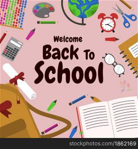 Welcome Back To School Element Study Education Concept Vector Background