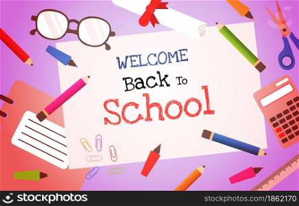 Welcome Back To School Paper Study Education Concept Vector Background
