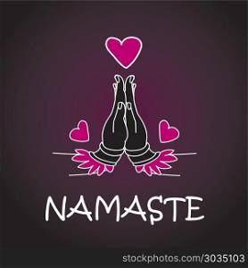Welcome gesture of hands of Indian woman character in Namaste mu. Welcome gesture of hands of Indian woman character in Namaste mudra on insulated background in vector. Welcome gesture of hands of Indian woman character in Namaste mu