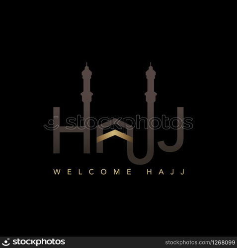 welcome Hajj in english luxury minimal logo or symbol design on dark background