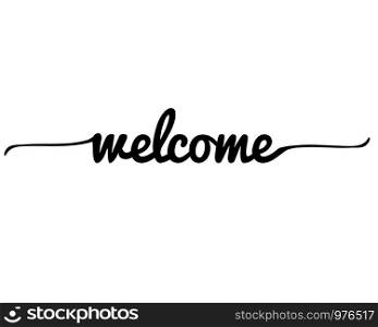 Welcome Letter on white background. Welcome lettering text. Welcome calligraphy lettering. Template for logotype, design, logo, app, UI, badge, card, postcard.