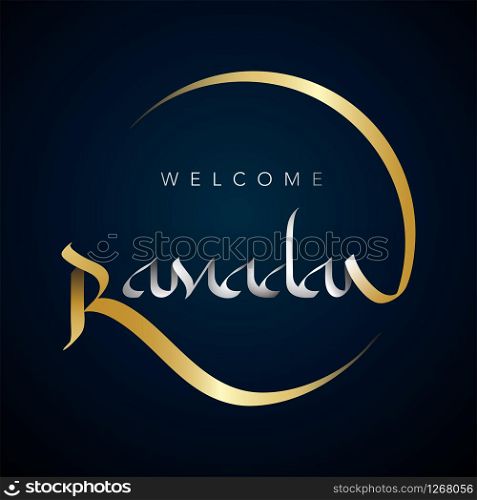 welcome Ramadan kareem greeting logo design on template islamic crescent vector illustration