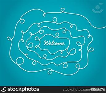 Welcome sign with handwritten curvy texture background