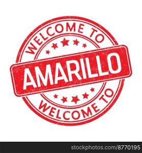 Welcome to AMARILLO. Impression of a round stamp with a scuff. Flat style