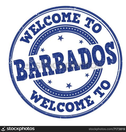 Welcome to Barbados grunge rubber stamp on white, vector illustration