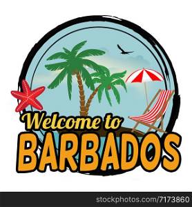 Welcome to Barbados sign or stamp on white background, vector illustration