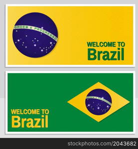 Welcome to Brazil. Set of patriotic banner for website template, cards, posters, logo. Vector illustration.