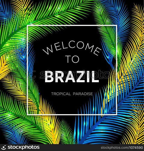 Welcome to Brazil! Vector illustration of color palm.