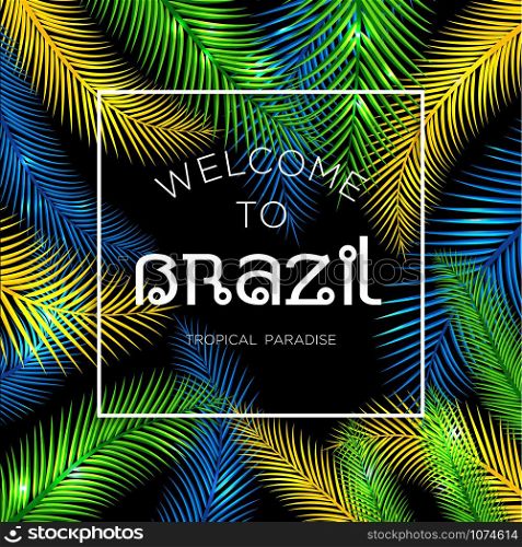 Welcome to Brazil! Vector illustration of color palm.. Vector illustration of color palm.