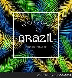 Welcome to Brazil! Vector illustration of color palm.. Vector illustration of color palm.