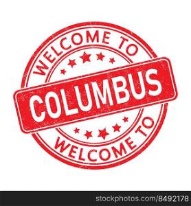 Welcome to COLUMBUS. Impression of a round st&with a scuff. Flat style