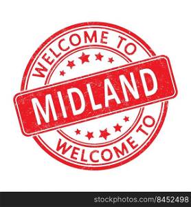 Welcome to Midland. Impression of a round st&with a scuff. Flat style