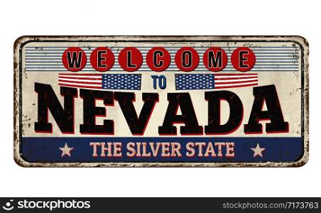 Welcome to Nevada vintage rusty metal sign on a white background, vector illustration
