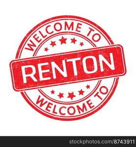 Welcome to RENTON. Impression of a round st&with a scuff. Flat style