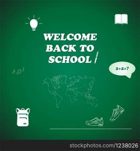 Welcome to school on school subjects icons background