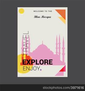 Welcome to The Blue Mosque Istanbul, Turkey Explore, Travel Enjoy Poster Template