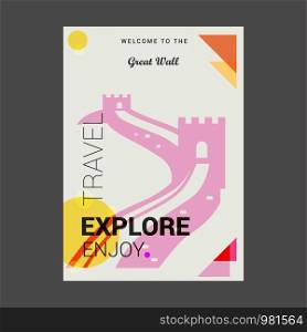 Welcome to The Great wall ,China Explore, Travel Enjoy Poster Template