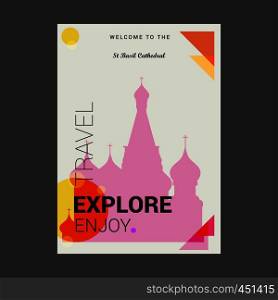 Welcome to The St Basil Cathedral Moscow, Russia Explore, Travel Enjoy Poster Template