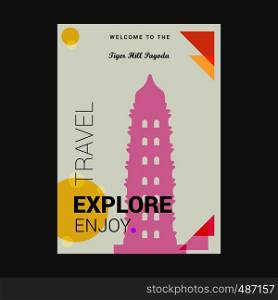 Welcome to The Tiger Hill Pagoda Suzhou, China Explore, Travel Enjoy Poster Template