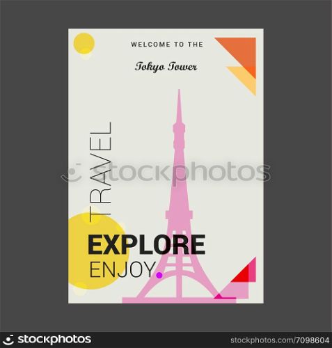 Welcome to The Tokyo Tower, Japan Explore, Travel Enjoy Poster Template