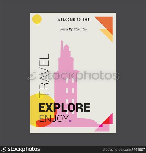 Welcome to The Tower of Hercules A Coruna, Spain Explore, Travel Enjoy Poster Template