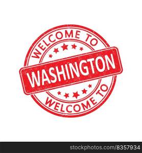 Welcome to WASHINGTON. Impression of a round st&with a scuff. Flat style