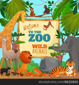 Welcome to zoo cartoon poster vector image