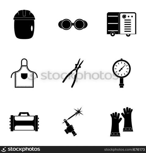 Welder construction icon set. Simple set of 9 welder construction vector icons for web isolated on white background. Welder construction icon set, simple style