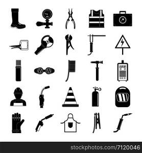 Welder equipment icons set. Simple illustration of 25 welder equipment cargo vector icons for web. Welder equipment icons set, simple style